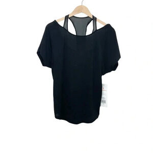 Lucy Active Light And Free Black Top XS Short Sleeve